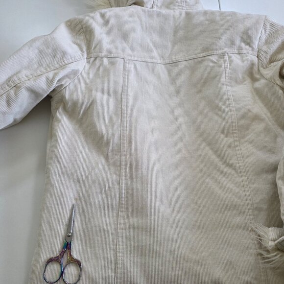 Women's Cream Faux Fur Trim Hooded Coat - Picture 12 of 16